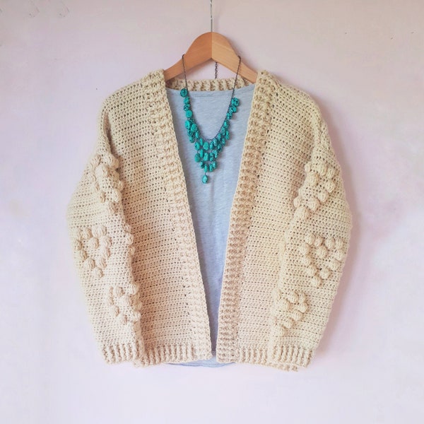 Bobble Heart Cardigan - Digital PDF crochet pattern