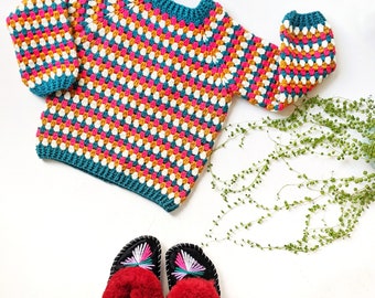 Kids Granny Go Round Jumper - Digital PDF crochet pattern