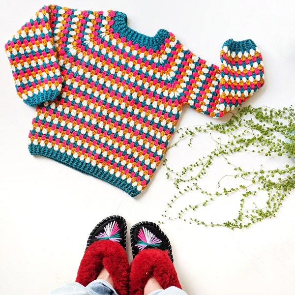 Kids Granny Go Round Jumper - Digital PDF crochet pattern