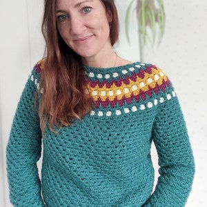 Padrão de crochê para suéter Faraway Jumper em PDF