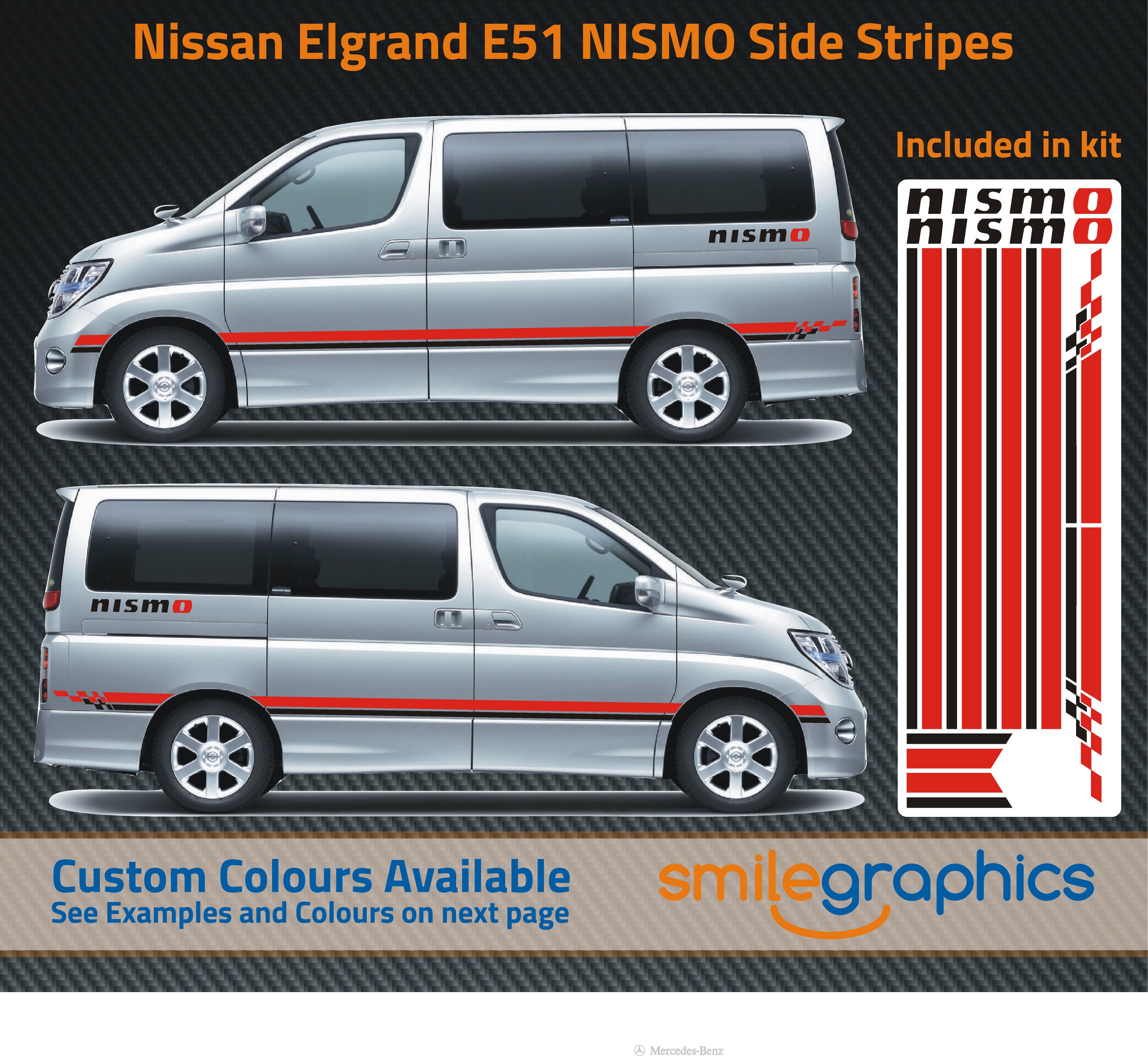 Car Side Stickers For Nissan Elgrand E50 E51 E52 2.5 3.5