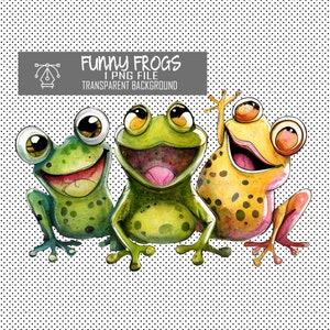 Funny Animal Png. Frog Clipart Digital File for Sublimation, Invitations and More! Funny Animal Watercolor Drawing for Kids. T-shirts design