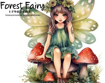 Forest Fairy and Mushroom PNG Clipart