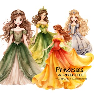 Images Clipart Enchanting Princesses : Un Délicieux Ensemble De 4 Princesses De Conte De Fées PNG Images