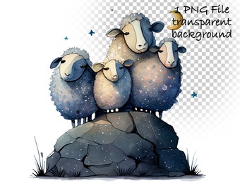 Sheep png clipart watercolor illustration, cute nursery digital file, transparent background