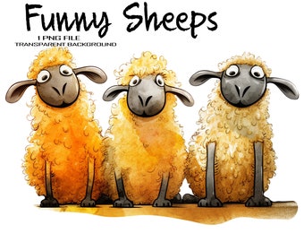 Funny Farm Animal Clipart | Sheep PNG Instant Download | Playful Barnyard Characters