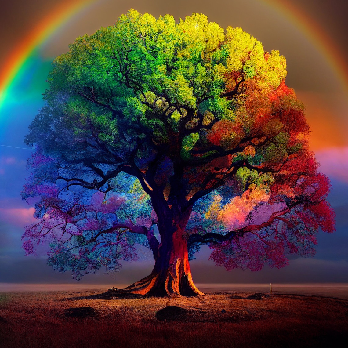 Rainbow Tree Digital Art Download. Rainbow Tree Jpg Instant Download