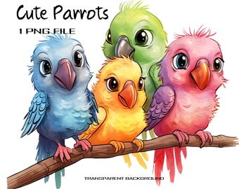 Parrot Clipart with Transparent Background, Cute Birds PNG