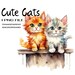 Whimsical Watercolor Cute Cat Clipart - Charming and Playful Feline ...