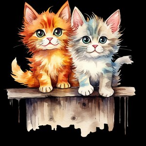 Whimsical Watercolor Cute Cat Clipart - Charming and Playful Feline ...