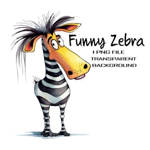 Cute Zebra Watercolor Clipart, Funny Safari Animal Watercolor Digital Art PNG, Commercial Use.
