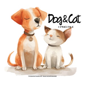Katze und Hund Clipart mit transparentem Hintergrund