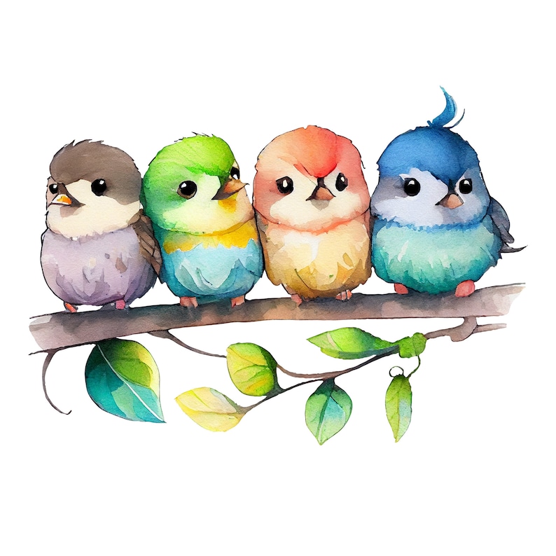 Bird png, cute spring bird sitting on a tree branch, birds clipart