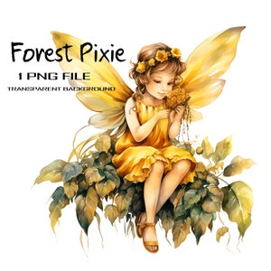 Forest Fairy Clipart, Cute Pixie PNG Instant Download File