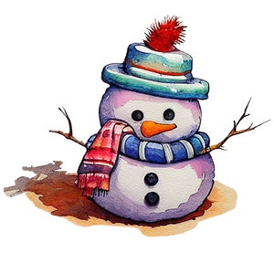 Niedliche Schneemann Aquarelle Winter png Clipart