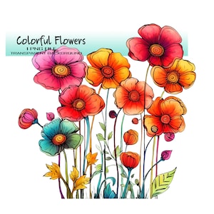 Verano flor PNG clip art, acuarela motivos botánicos archivo digital para manualidades