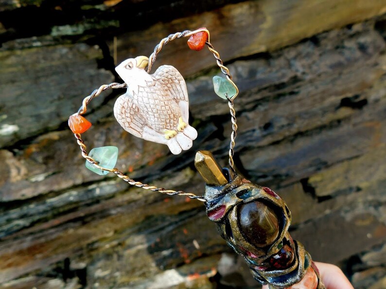 Bald Eagle Totem Wand Crystal Wand With Eagle Totem Crystal Etsy