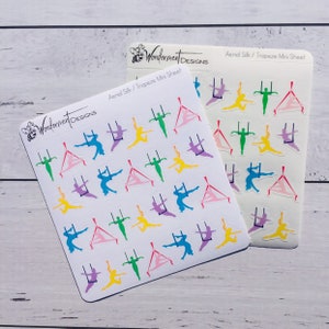 Trapeze Aerial Silk, Pole Fitness Stickers, Pilates Class Stickers, Fitness Icon Planner Stickers,