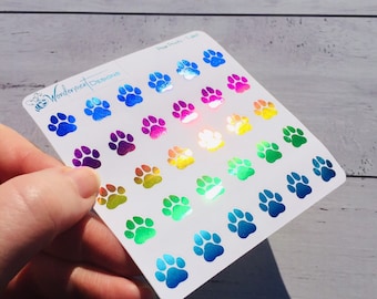 Foiled Paw Print Stickers, Dog Walking Planner Stickers, Pet Stickers, Functional Planner Stickers, Foiled Planner Stickers