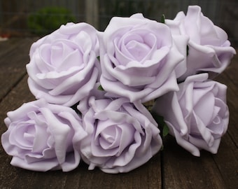 6 x VINTAGE DUSKY PEACH COLOURFAST FOAM OPEN COTTAGE ROSES 6cm BRIDAL WEDDING