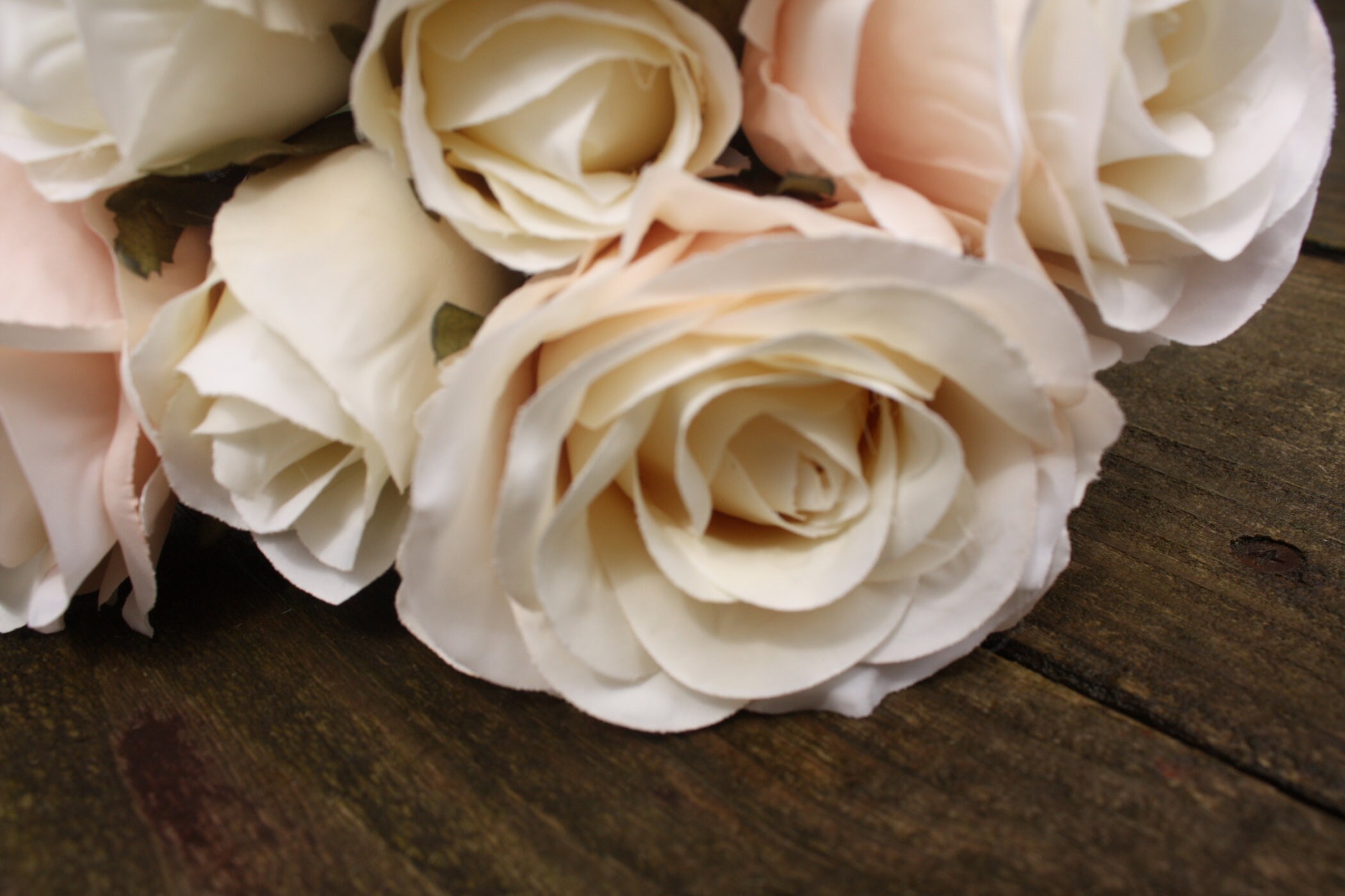 9 x Marfil / Pale Peachy Pink Blush Silk Roses &Buds tied Etsy