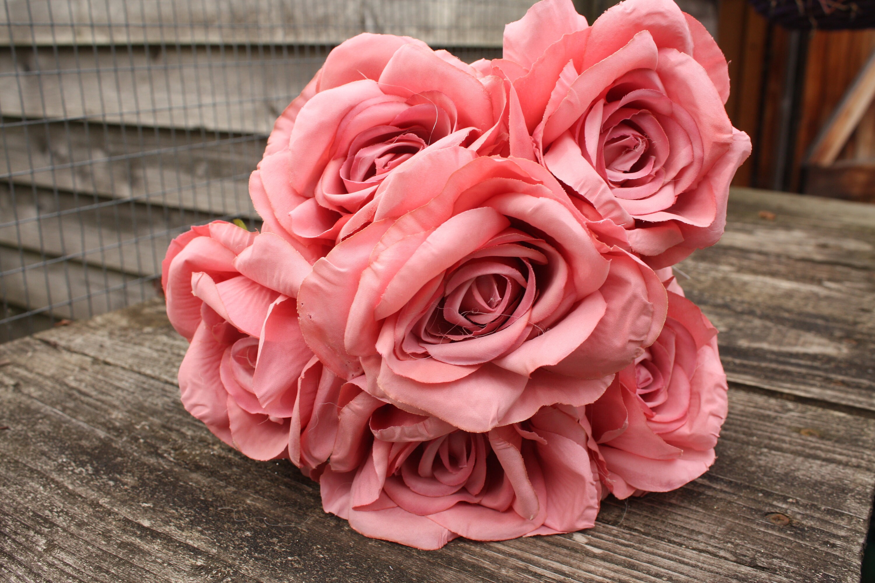 6 x Soft Mid Pink Silk Long Stem Roses 9cm on individual wired Etsy