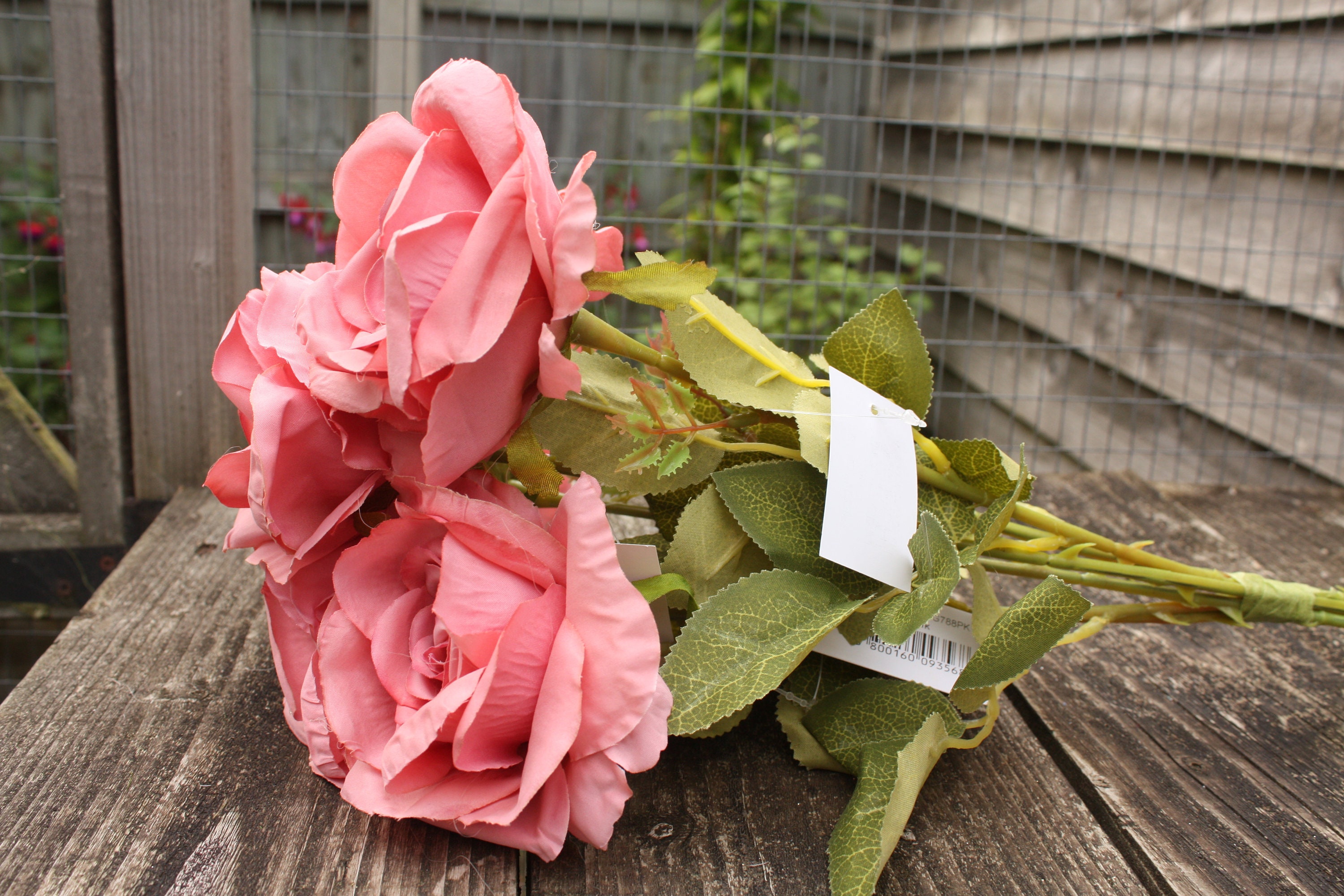 6 X Soft Mid Pink Silk Long Stem Roses 9cm on Individual Wired Etsy