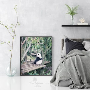 Thinking panda Prints. panda wall poster decor. Sitting panda art print, home gallery art, living room wall art, printable art poster - 0204