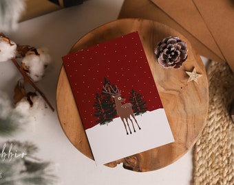 Christmas card Deer - format 2 parts
