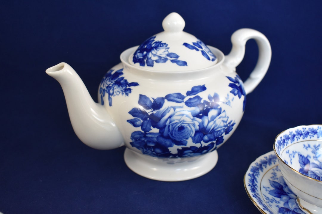 Nantucket Home Blue Rose Teapot Etsy