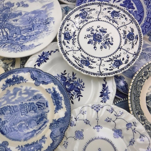 Blue White BREAD & BUTTER PLATES W/imperfections Damaged Etsy