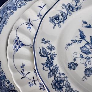 Assorted Blue & White Oval Platters - Wedgwood, Myott and Grindley Bird of Paradise GRI125