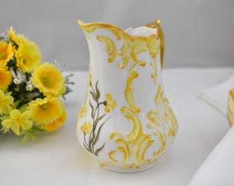Charming Hand Painted Creamer - Yellow Carnations