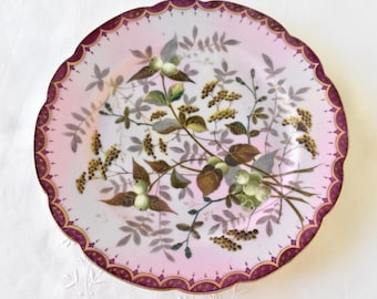 Vienna Porcelain 8.5" Antique Plate Floral Berry Pattern Hand Accented in Gold - Decor Plate