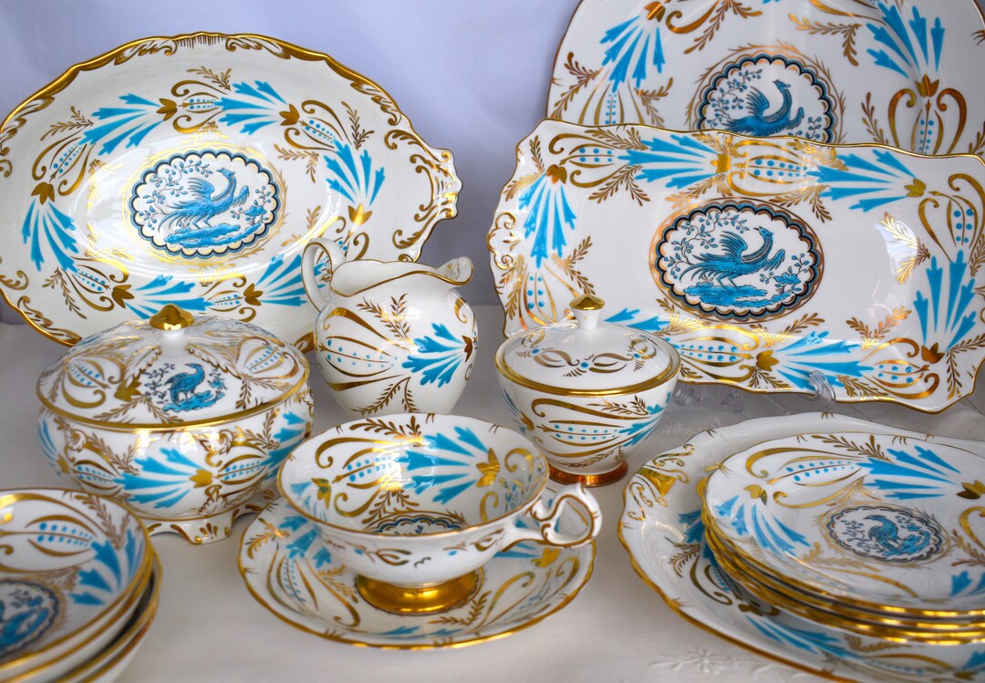 Royal Chelsea Pattern 3800 Serving Pieces - Chelsea Bird Turquoise and ...