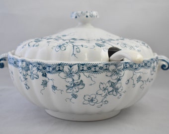 Antique Soup Tureen - Furnival Kent Blue and White Floral Transferware