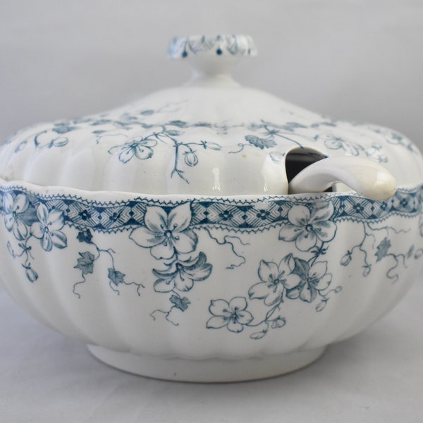 Antique Soup Tureen - Furnival Kent Blue and White Floral Transferware