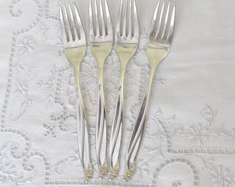 4 Dinner Forks Gaiety Wm Rogers and Son Vintage Silver Plate International Silver