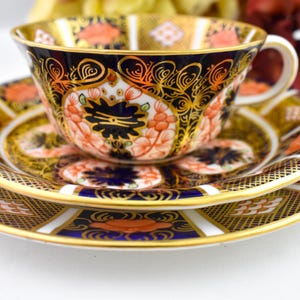 Royal Crown Derby Old Imari Antique Cup Saucer Dessert Plate Trio
