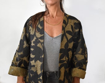 floral jacket | boxy jacket | brown jacket women | tapestry jacket | kimono blazer