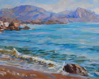 Original painting, Seascape, Seascape, Seashore, Impressionist art