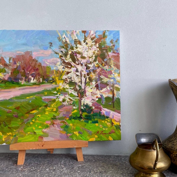 original painting, original oil, spring landscape ,, Ukrainian original fine art, impressionist landscape