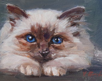 Custom Cat Portrait, Custom Pet Portrait, Cat Memorial, Pet Memorial Painting, Original Art,