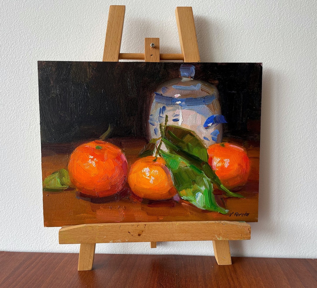 Original Painting, Fruit Painting, Tangerines, Tangerine Painting, Small Painting, Oil Painting
