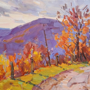 original oil painting, autumn landscape, autumn, mountains, autumn in the mountains, gift