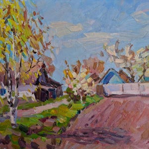 Original Oil Painting Spring Landscape, Rural landscape, Impressionist art Home Wall Decor