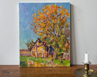 Original Oil Painting, Autumn Landscape, Country Painting, Autumn Painting, Impressionist Art, , Wall Decor