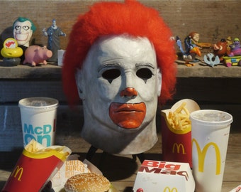 Michael Myers Ronald McDonald Mask McMyers | Halloween Creepy Funny Costume Handmade  Jason Freddy Clown Horror Killer
