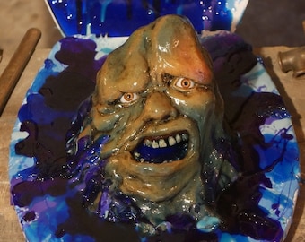 BASURA CALLEJERA Réplica 1:1 de la estatua de Viper de la película de terror Meltdown Busto Cabeza Clásica de utilería de película de culto de los 80 Freddy Hellraiser Jason WC