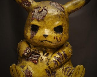 Pikachu Zombie Life Size Sculpture Horror Art |  Pokemon Halloween Original Decoration Collection Romero Undead Monster Scary Figure